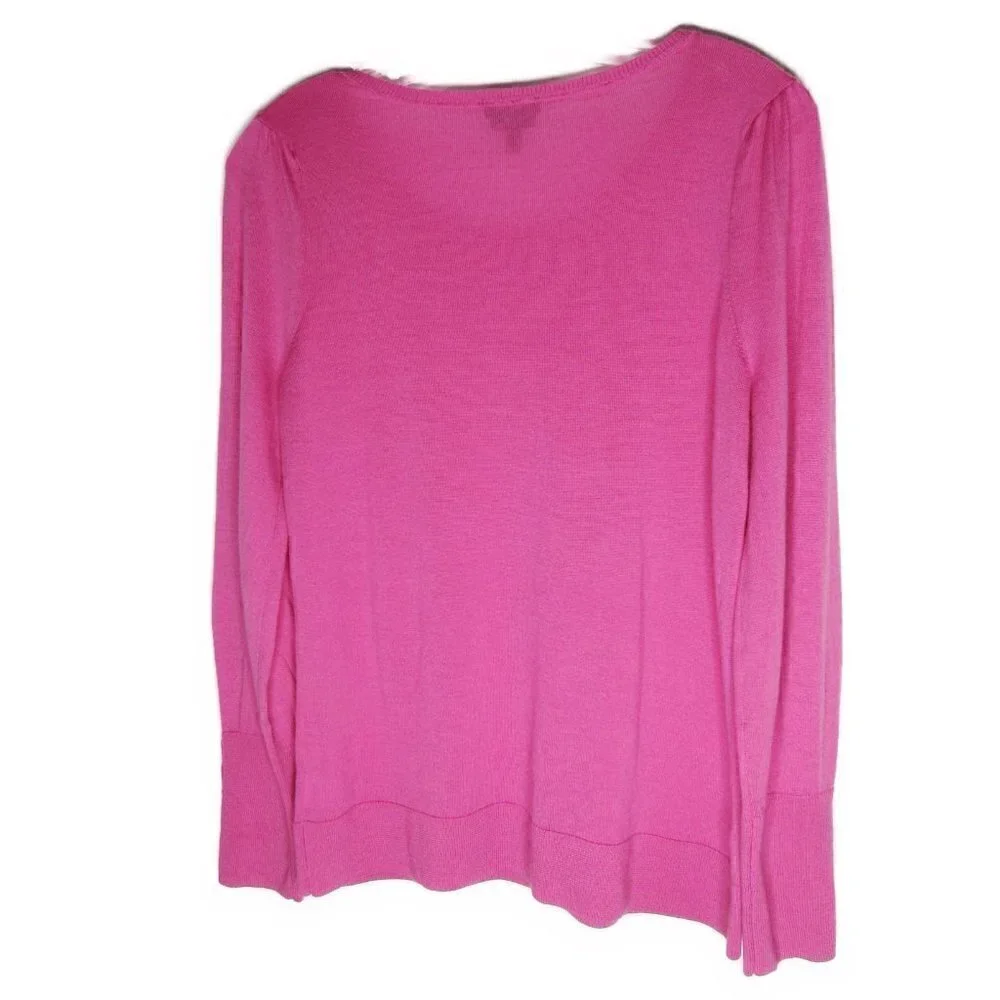 Talbots - Marino Wool Pink Long Sleeve Sweater - Medium Petite - Picture 4 of 5